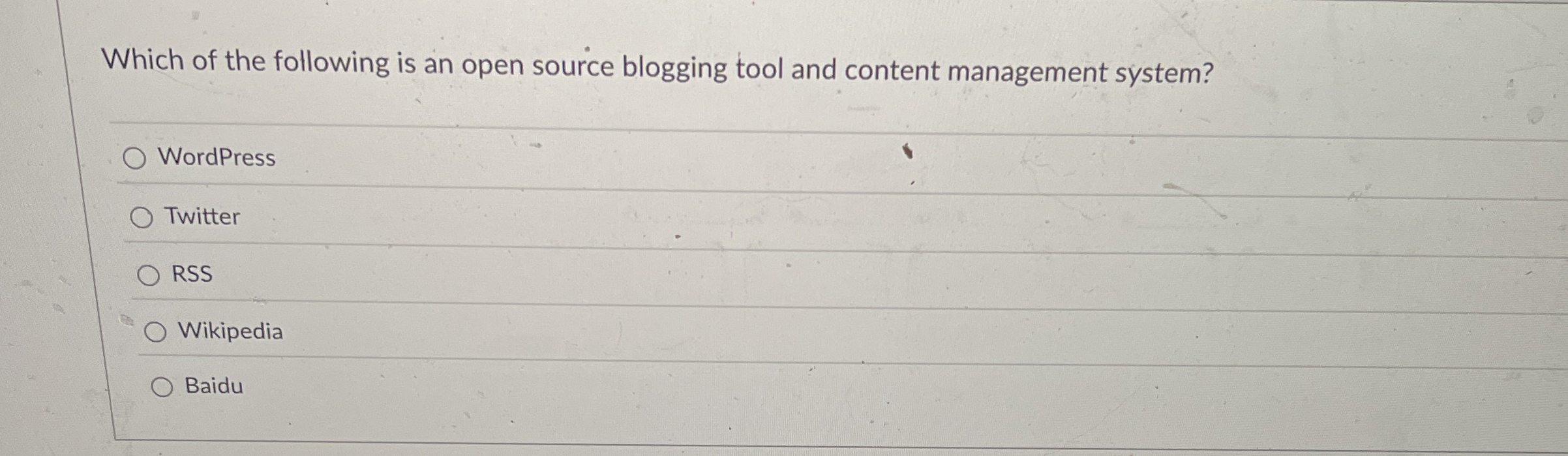 Which of the following is an open source blogging