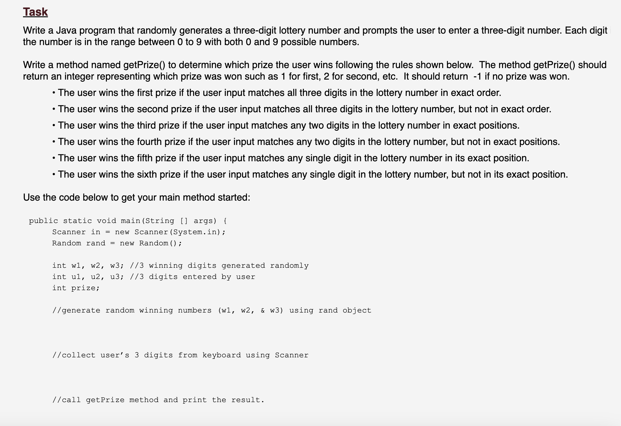 Use the code below to get your main method