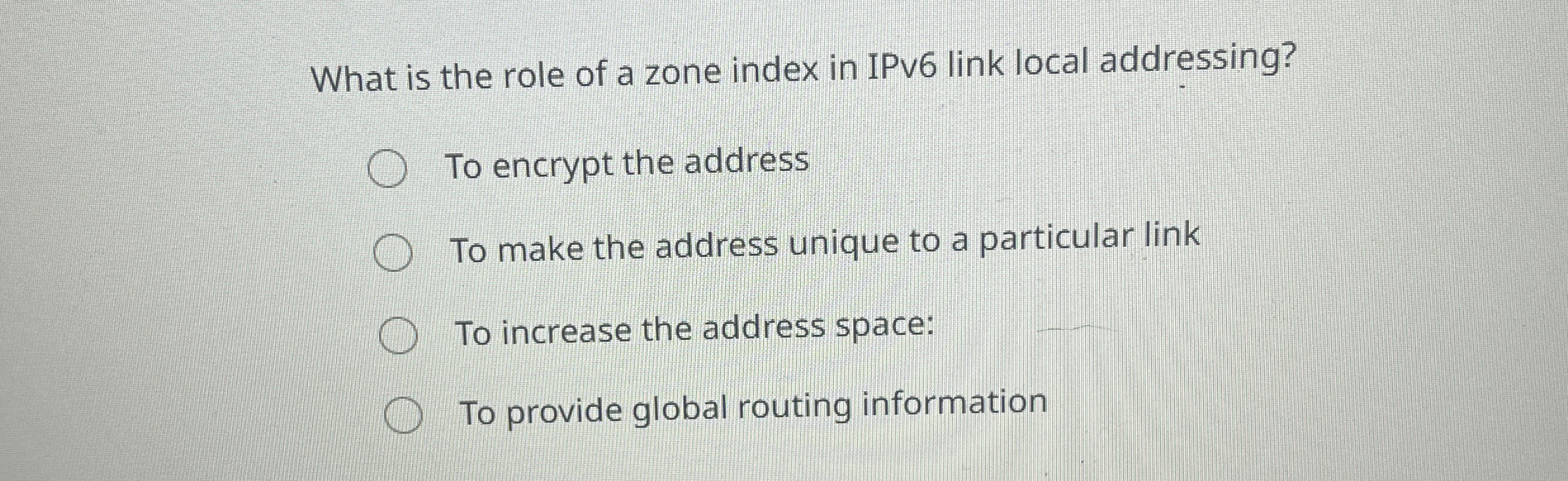 What is the role of a zone index in IPv 6 link
