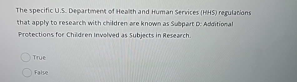 The specific U . S . Department of Health and
