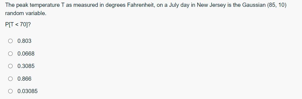 The peak temperature T as measured in degrees