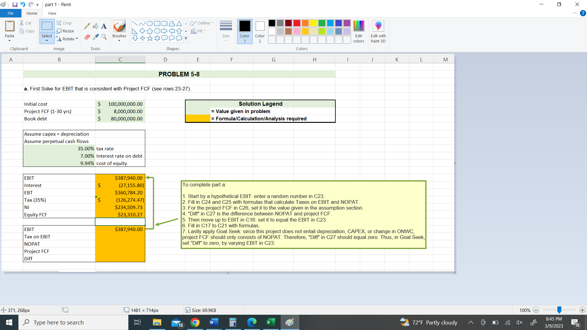 PLEASE, YOU MUST ANSWER USING EXCEL (the