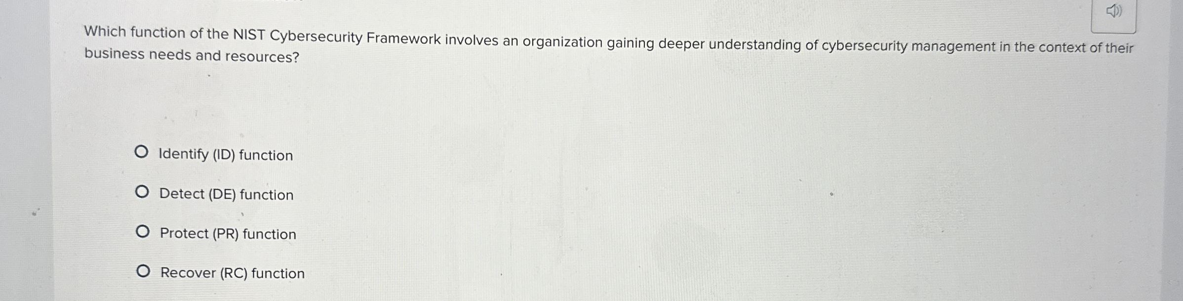 Which function of the NIST Cybersecurity