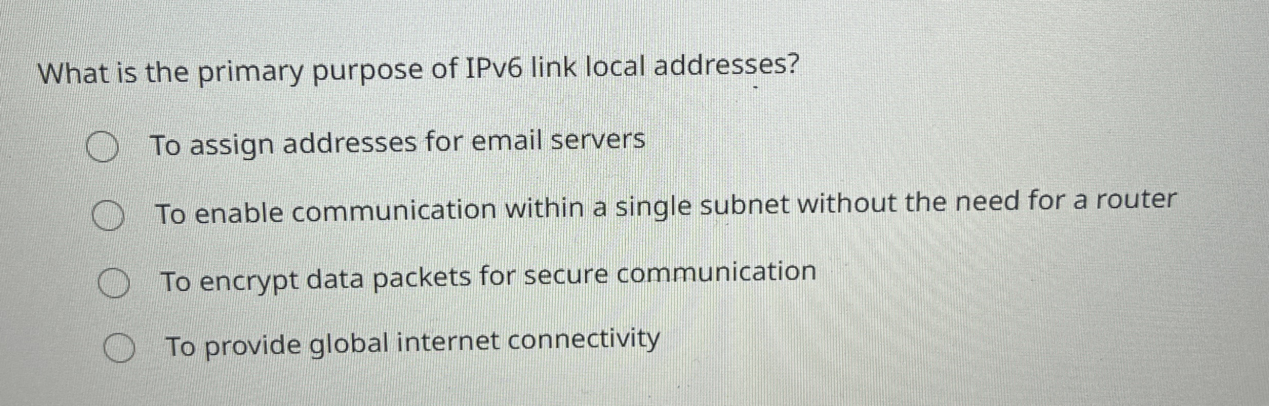 What is the primary purpose of IPv 6 link local