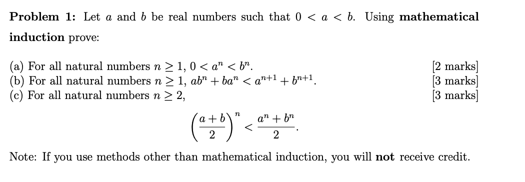 Problem 1 : Let a and b be real numbers such that