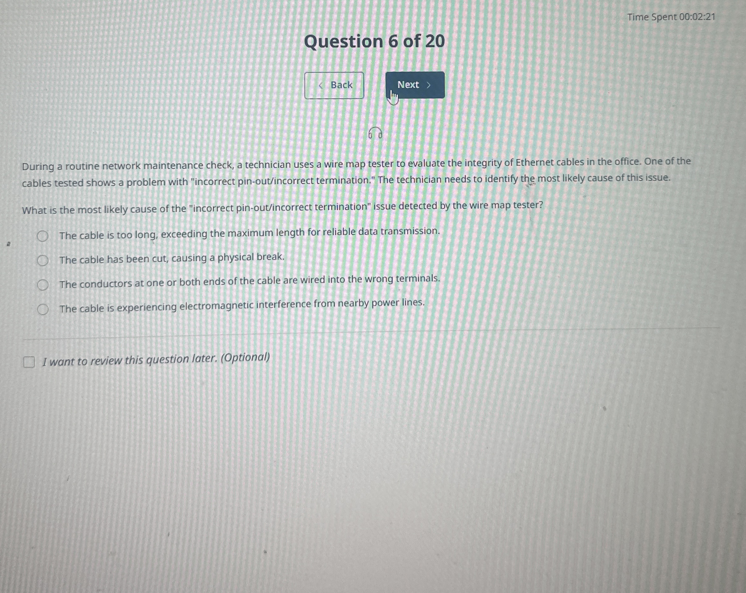 Time Spent 0 0 : 0 2 : 2 1 Question 6 of 2 0 Next