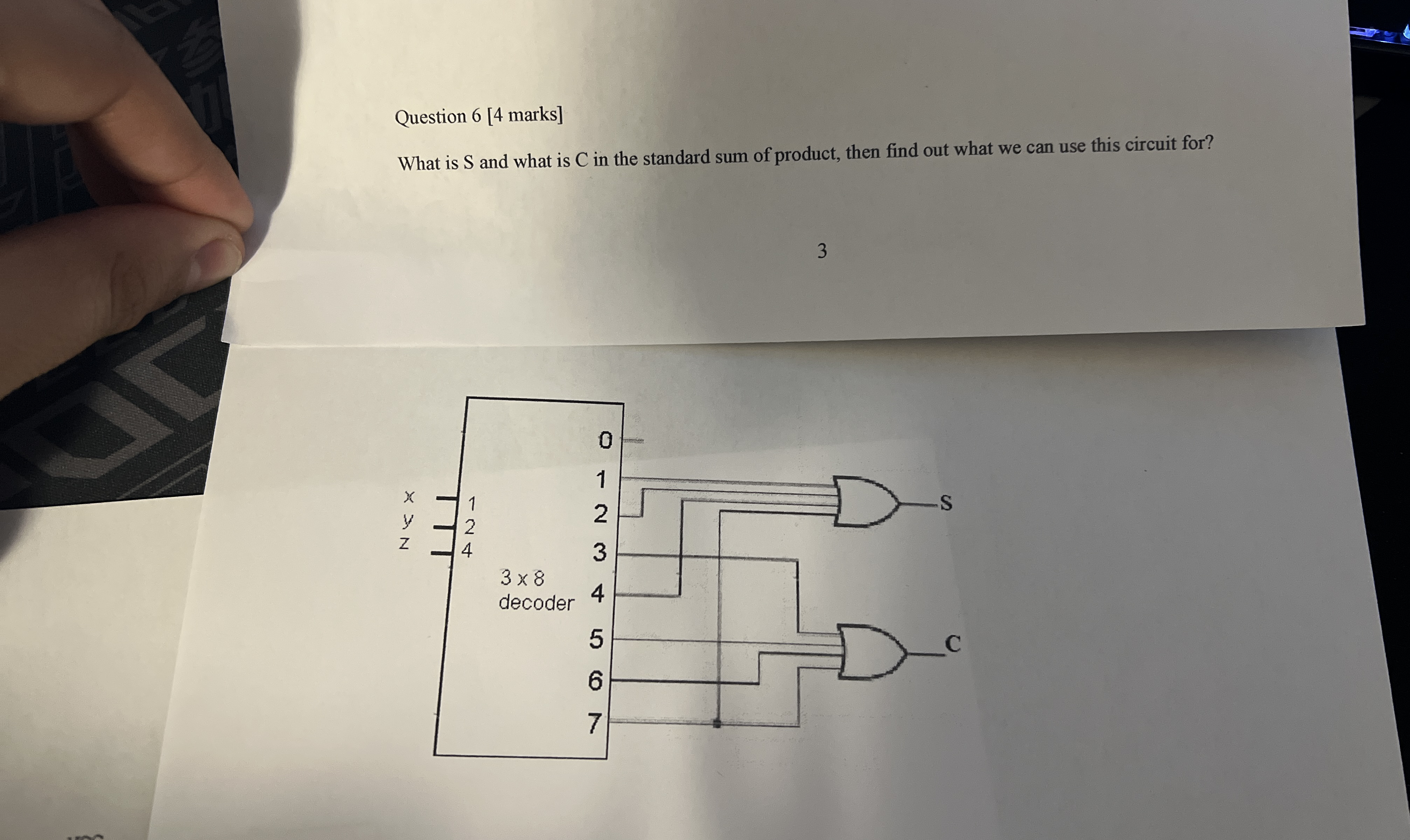 Question 6 [ 4 marks ] What is S and what is C in