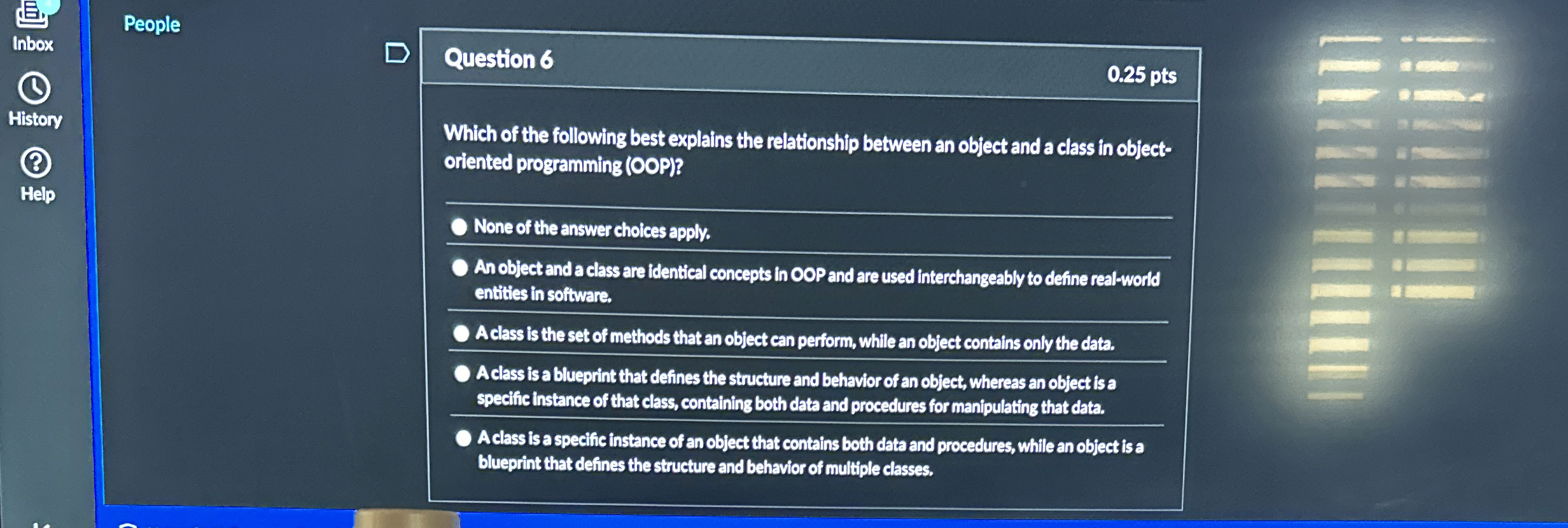 People Inbox History Which of the following best