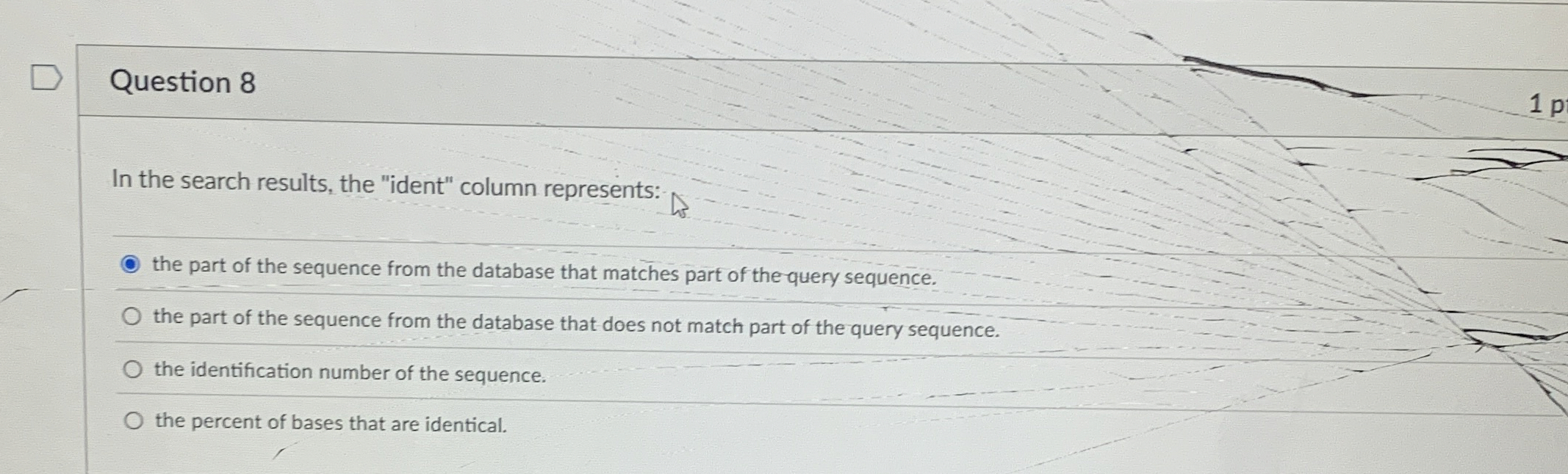 Question 8 In the search results, the "ident"