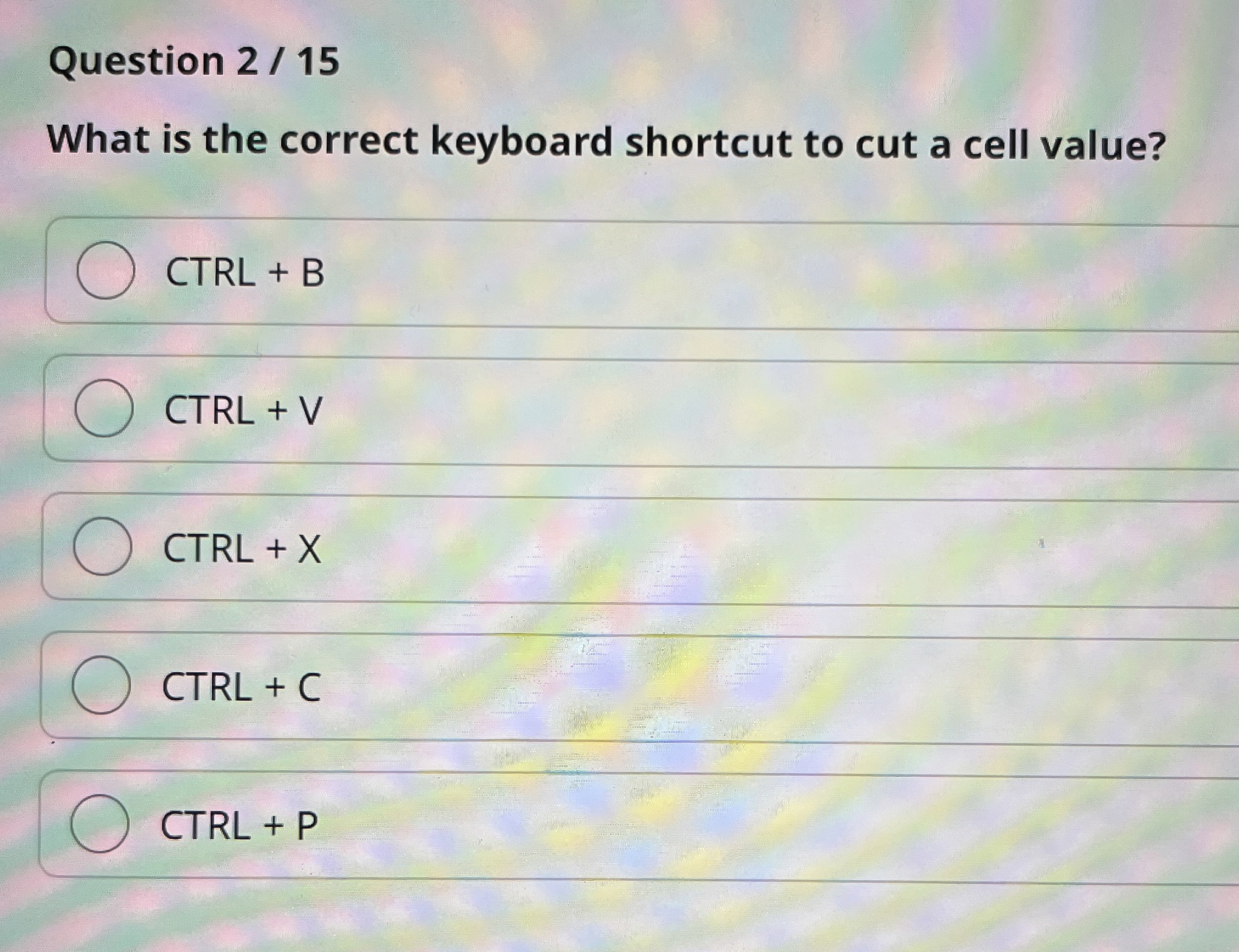 Question 2 1 5 What is the correct keyboard