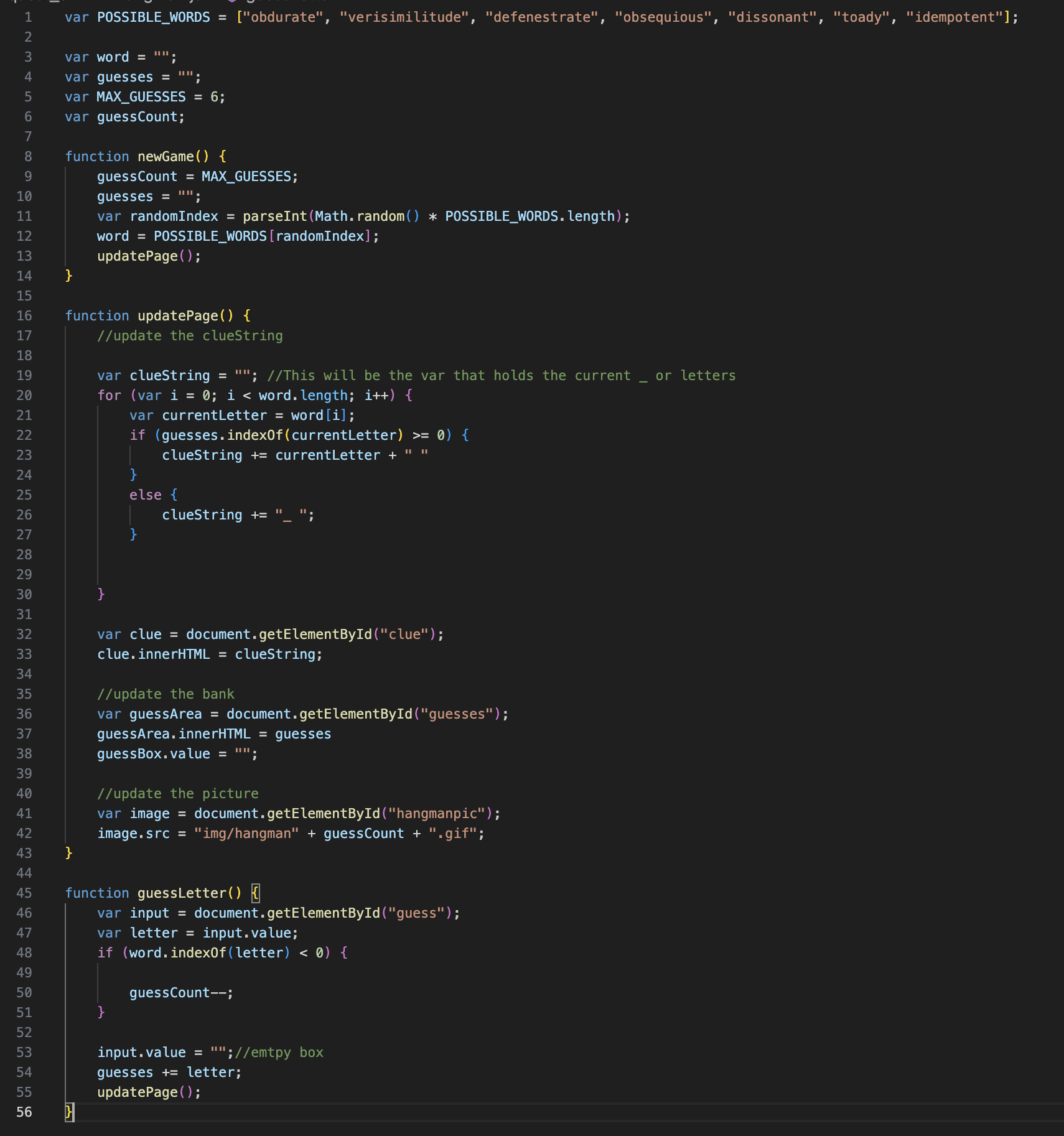 In HTML / JS , how do you stop multiple guesses