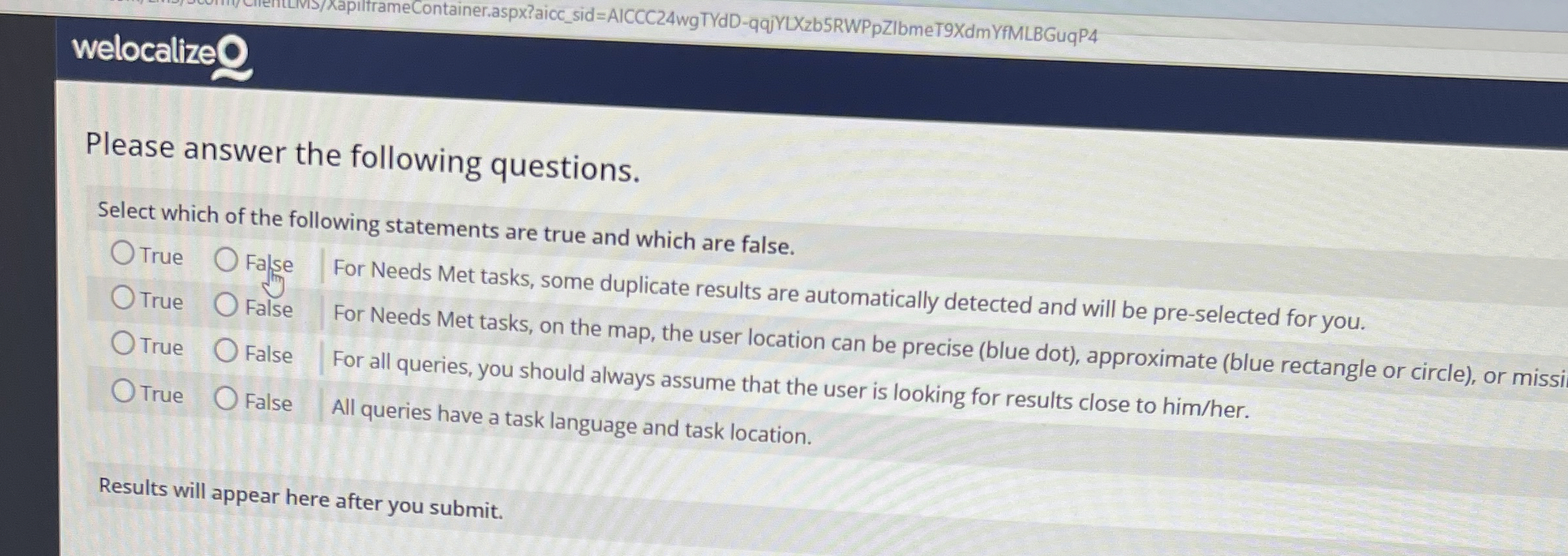 welocalize Please answer the following questions.