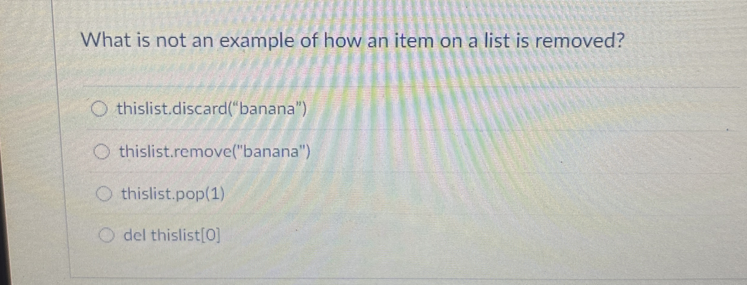 What is not an example of how an item on a list
