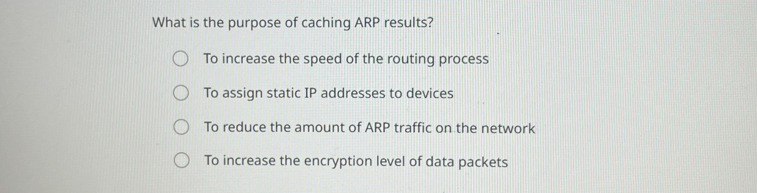 What is the purpose of caching ARP results? To