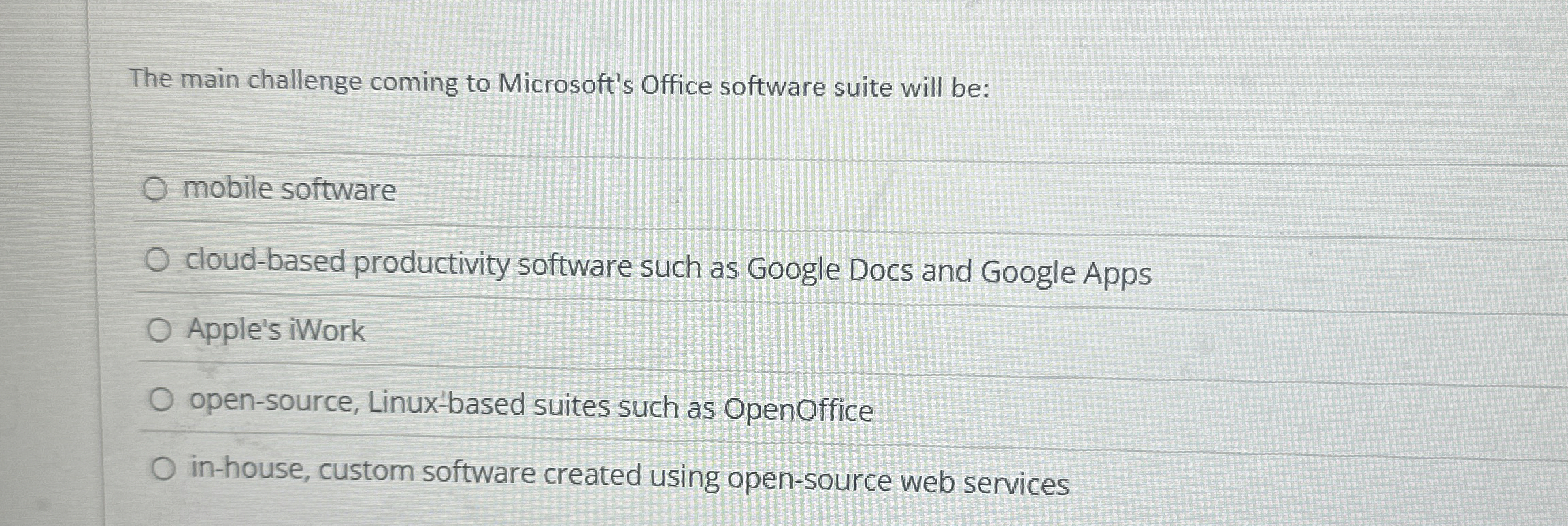 The main challenge coming to Microsoft's Office