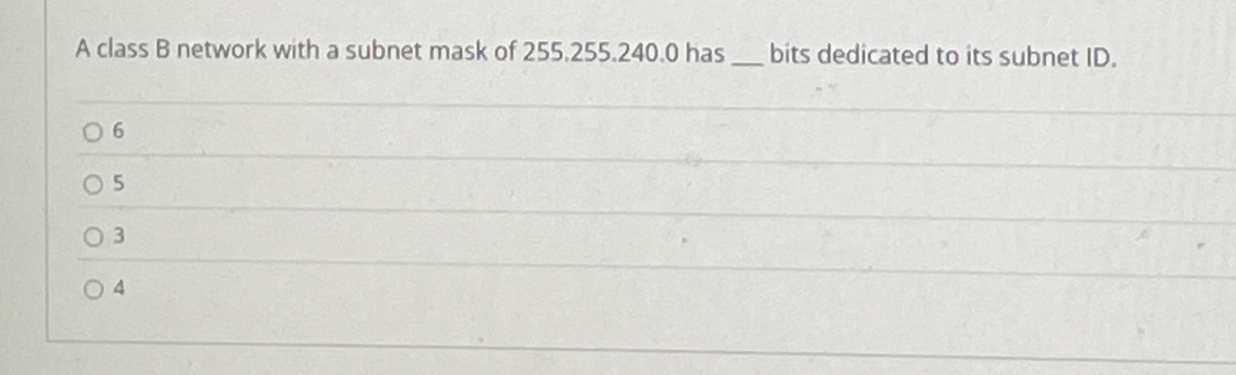 A class B network with a subnet mask of 2 5 5 . 2