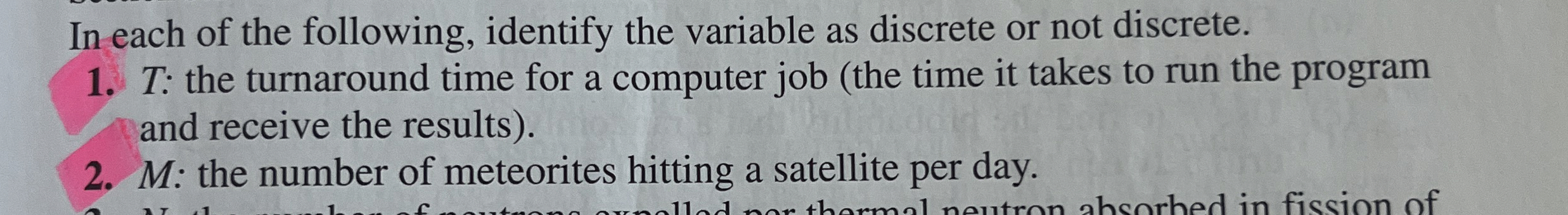 In each of the following, identify the variable