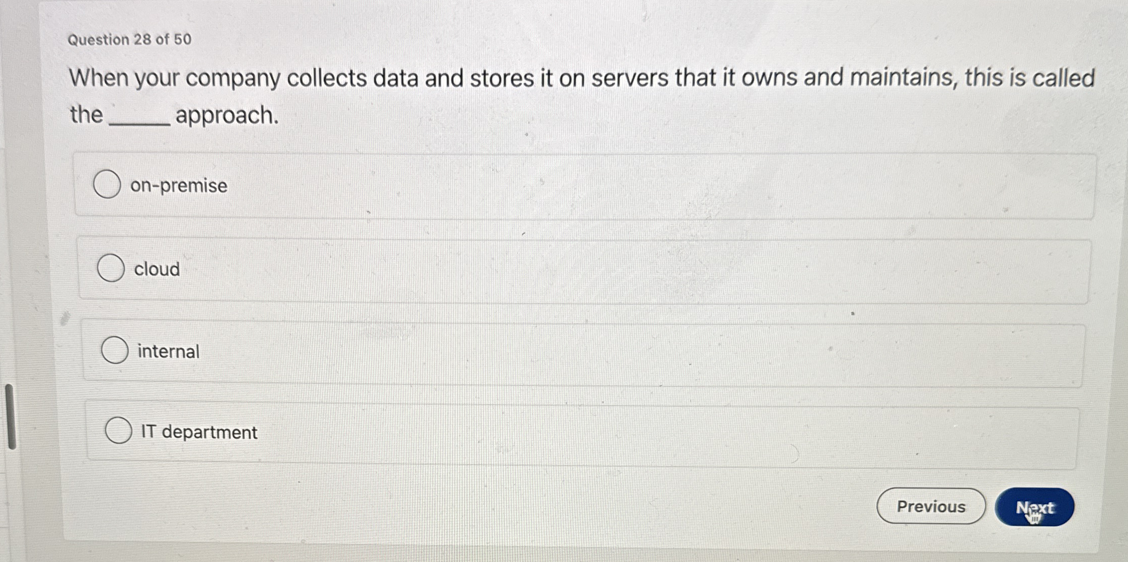 Question 2 8 of 5 0 When your company collects