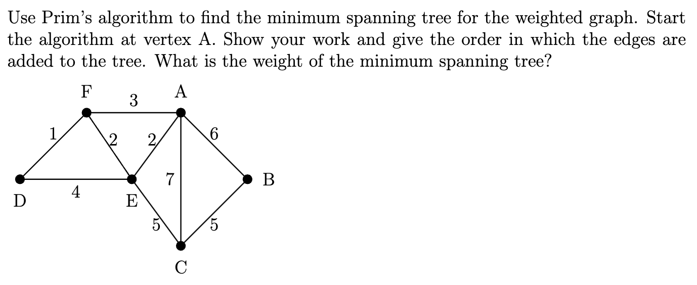 Use Prim's algorithm to find the minimum spanning