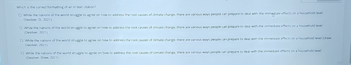 Which is the correct formatting of an in - text