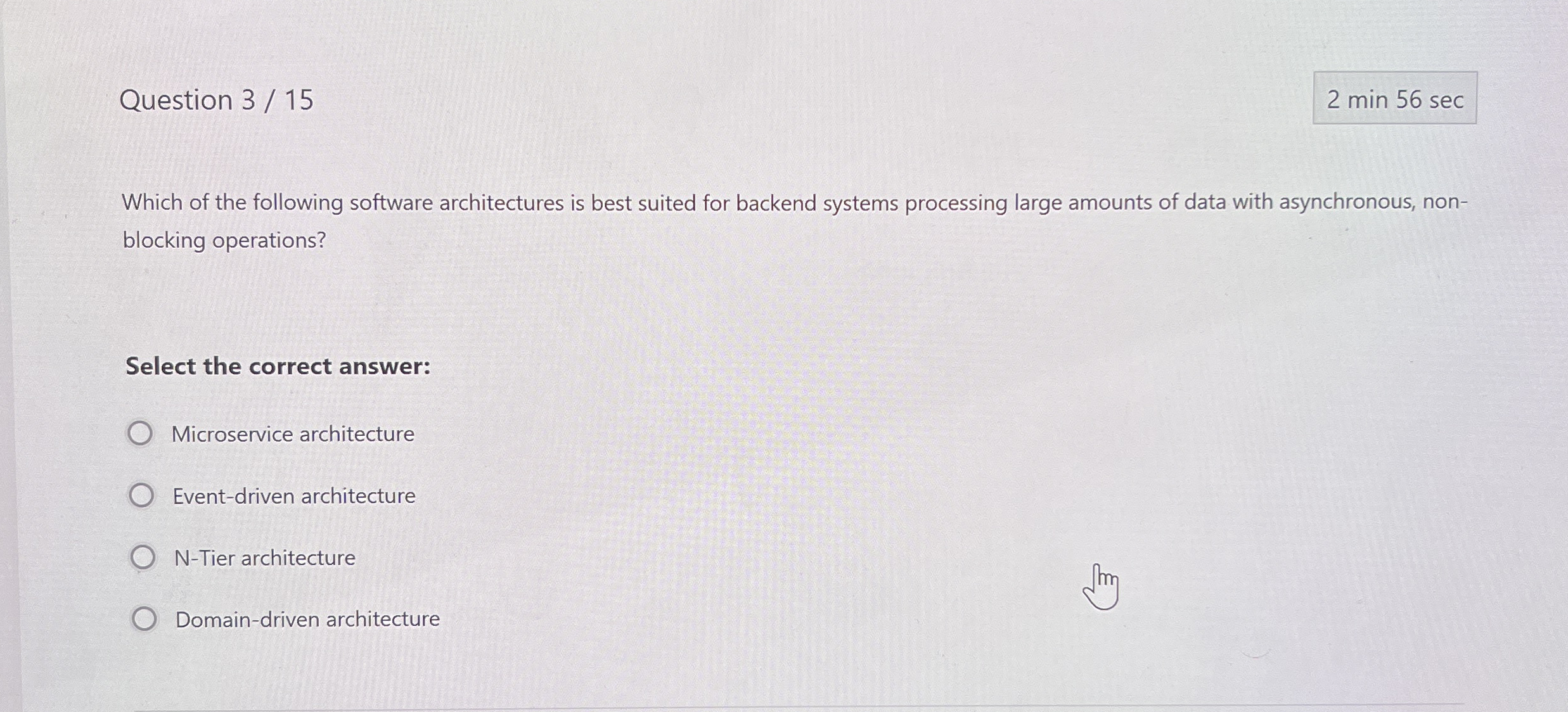 Question 3 1 5 2 min 5 6 sec Which of the