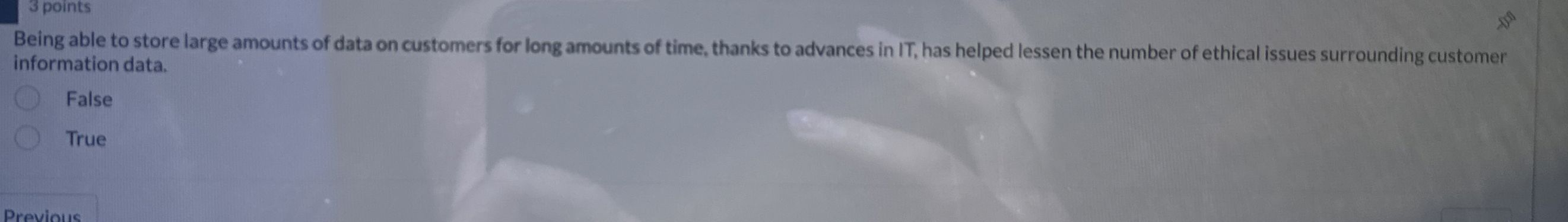 3 points Being able to store large amounts of