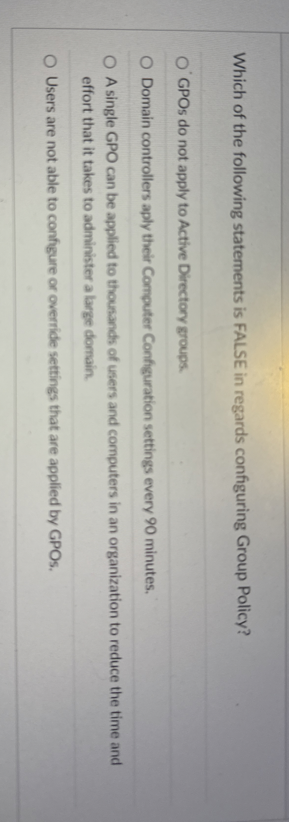 Which of the following statements is FALSE in