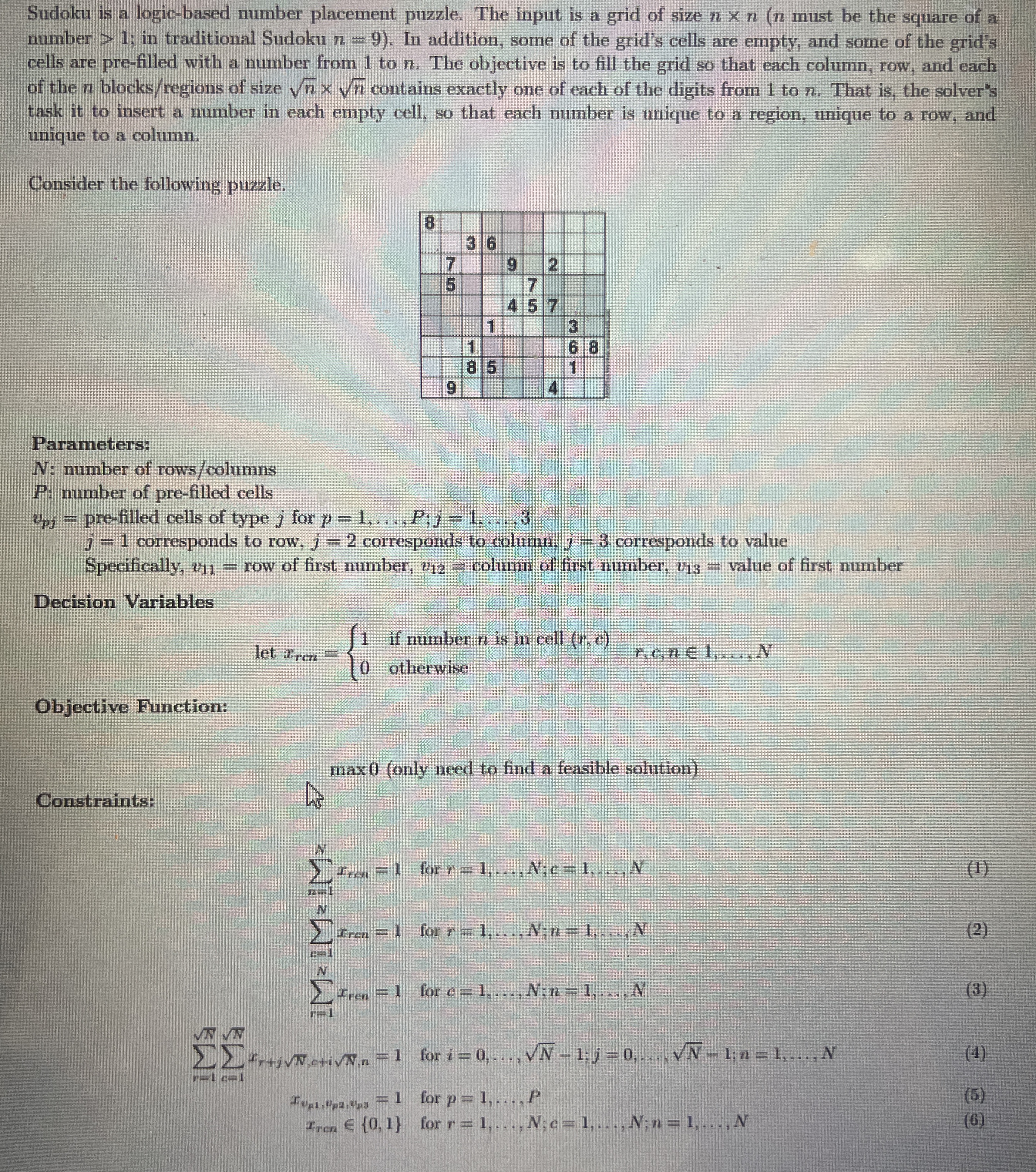 Constraint disruptions: 1 . Only 1 number in each
