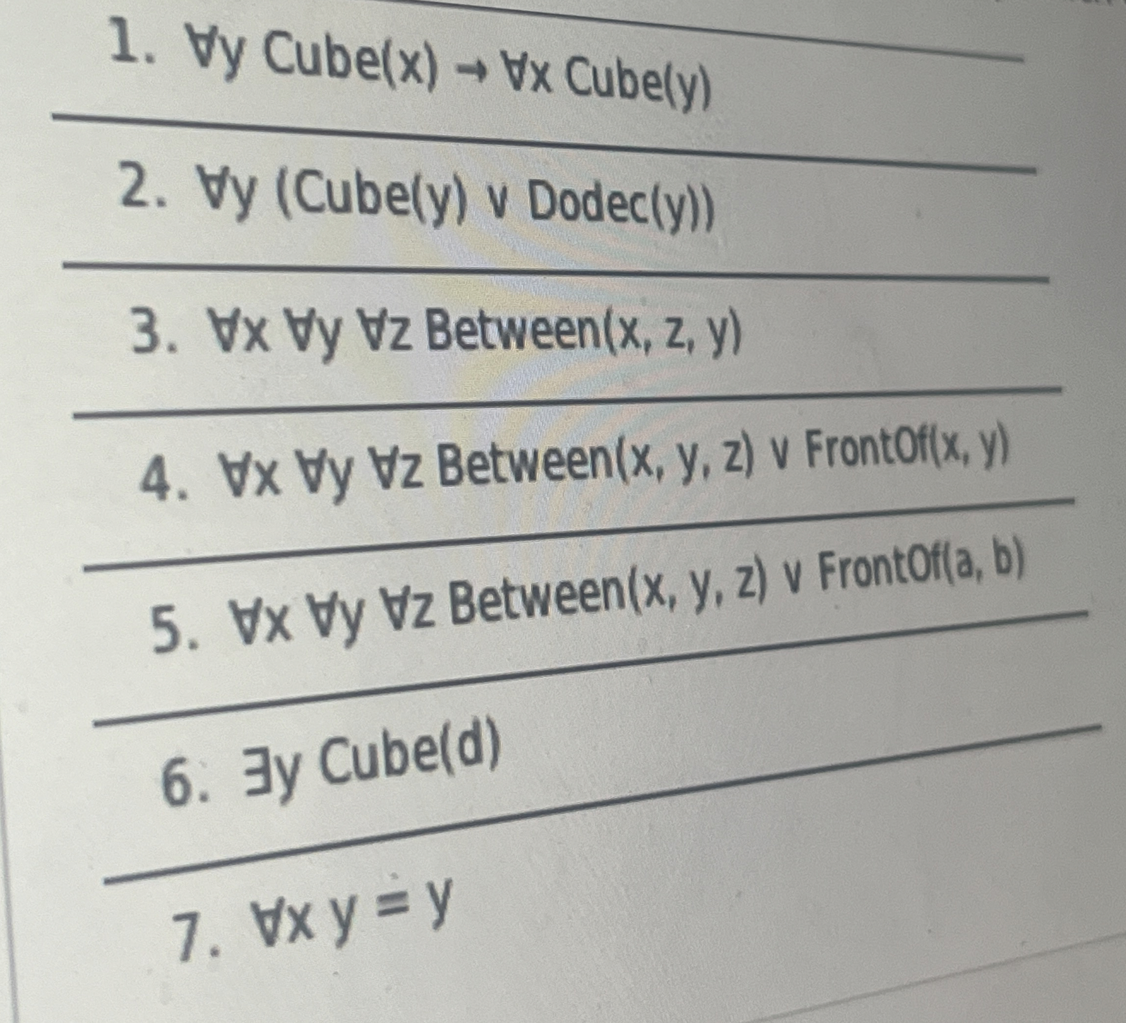 Look at the following formulae and identify which