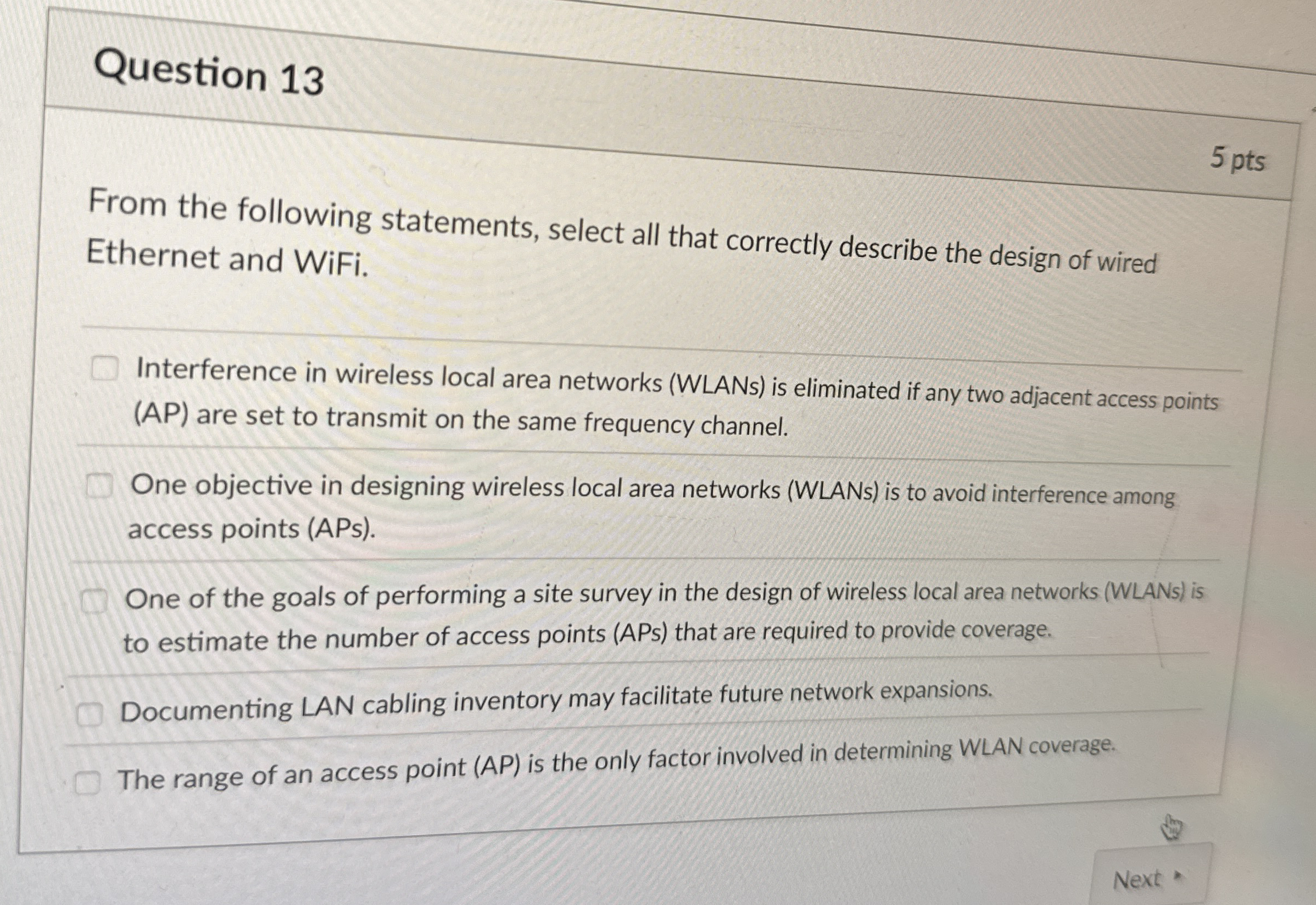 Question 1 3 5 pts From the following statements,