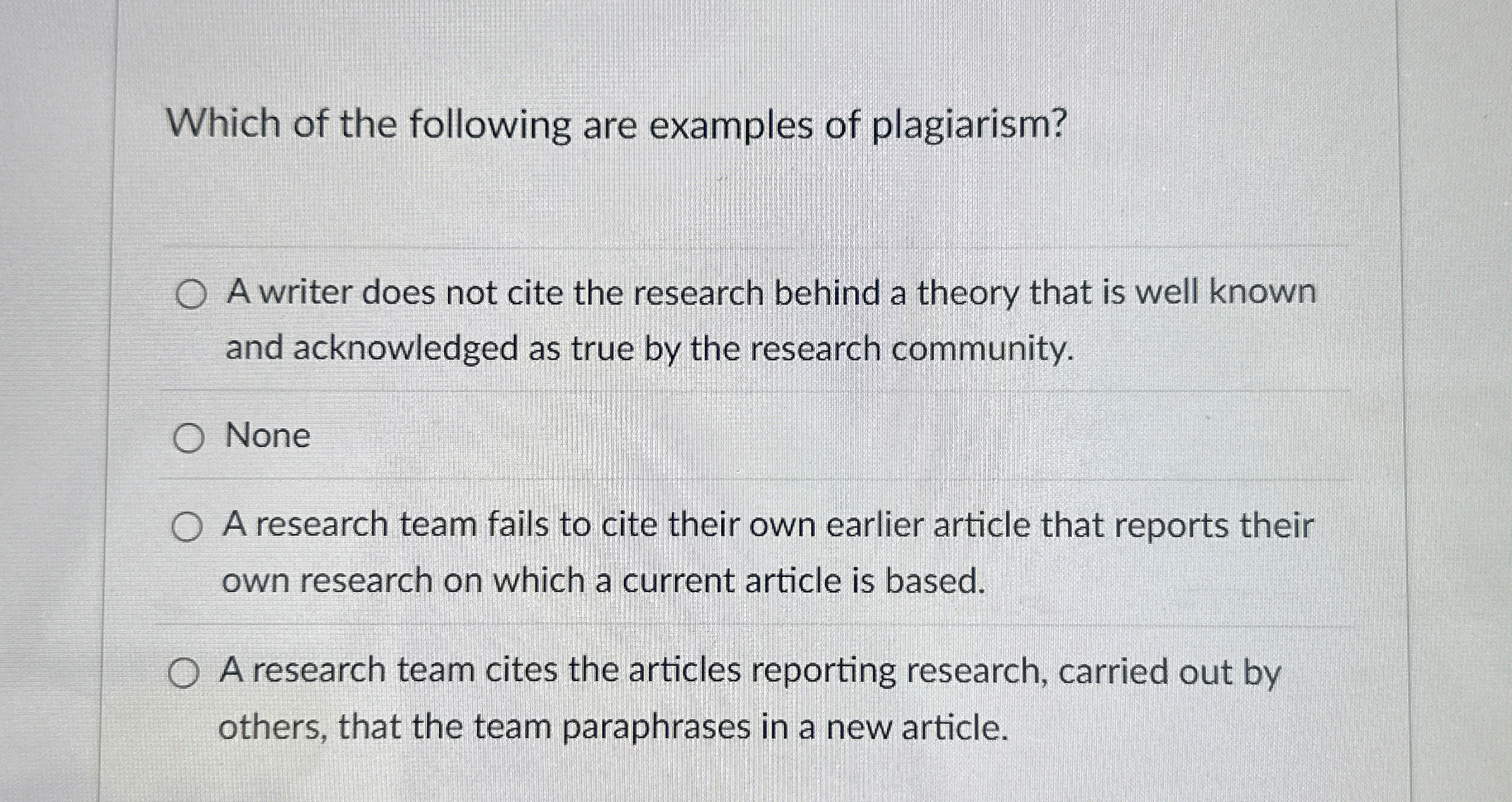 Which of the following are examples of