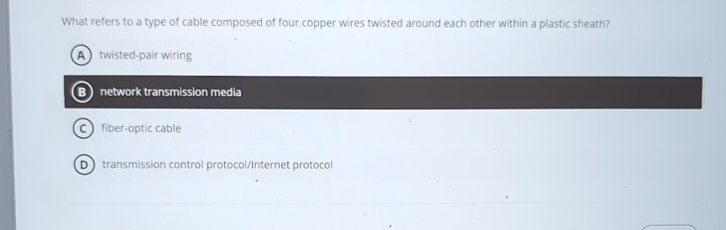What refers to a type of cable composed of four.