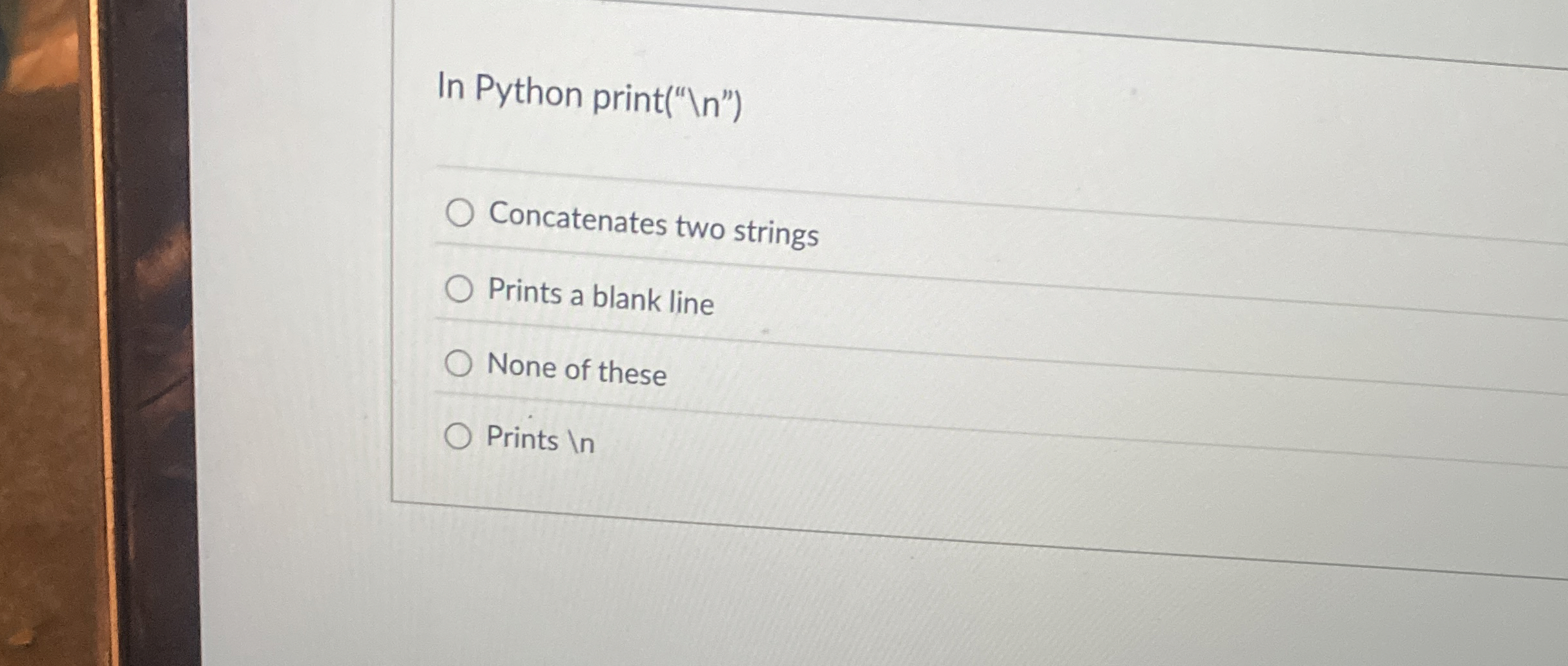 In Python print ( " " ) Concatenates two strings
