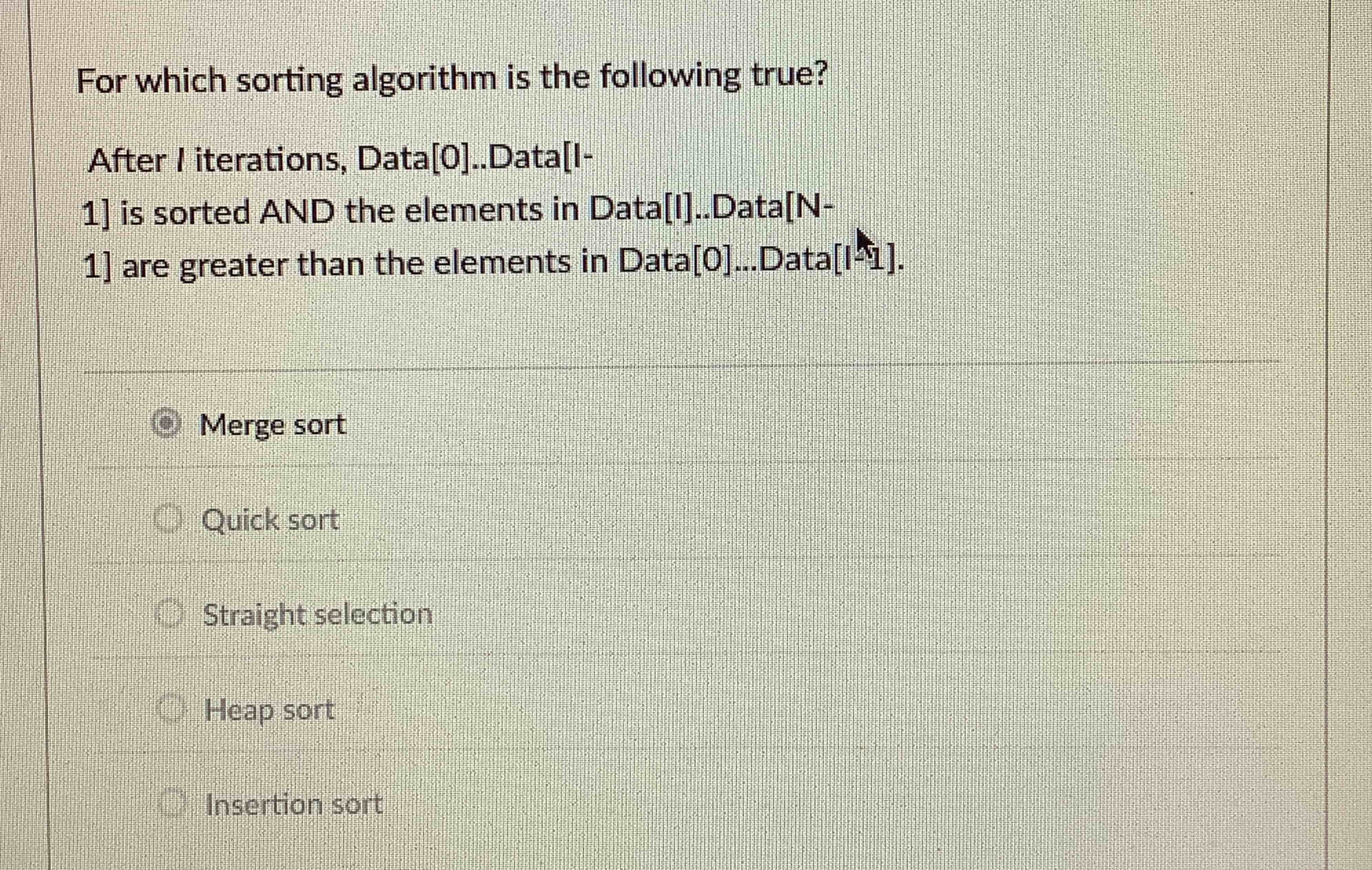 For which sorting algorithm is the following