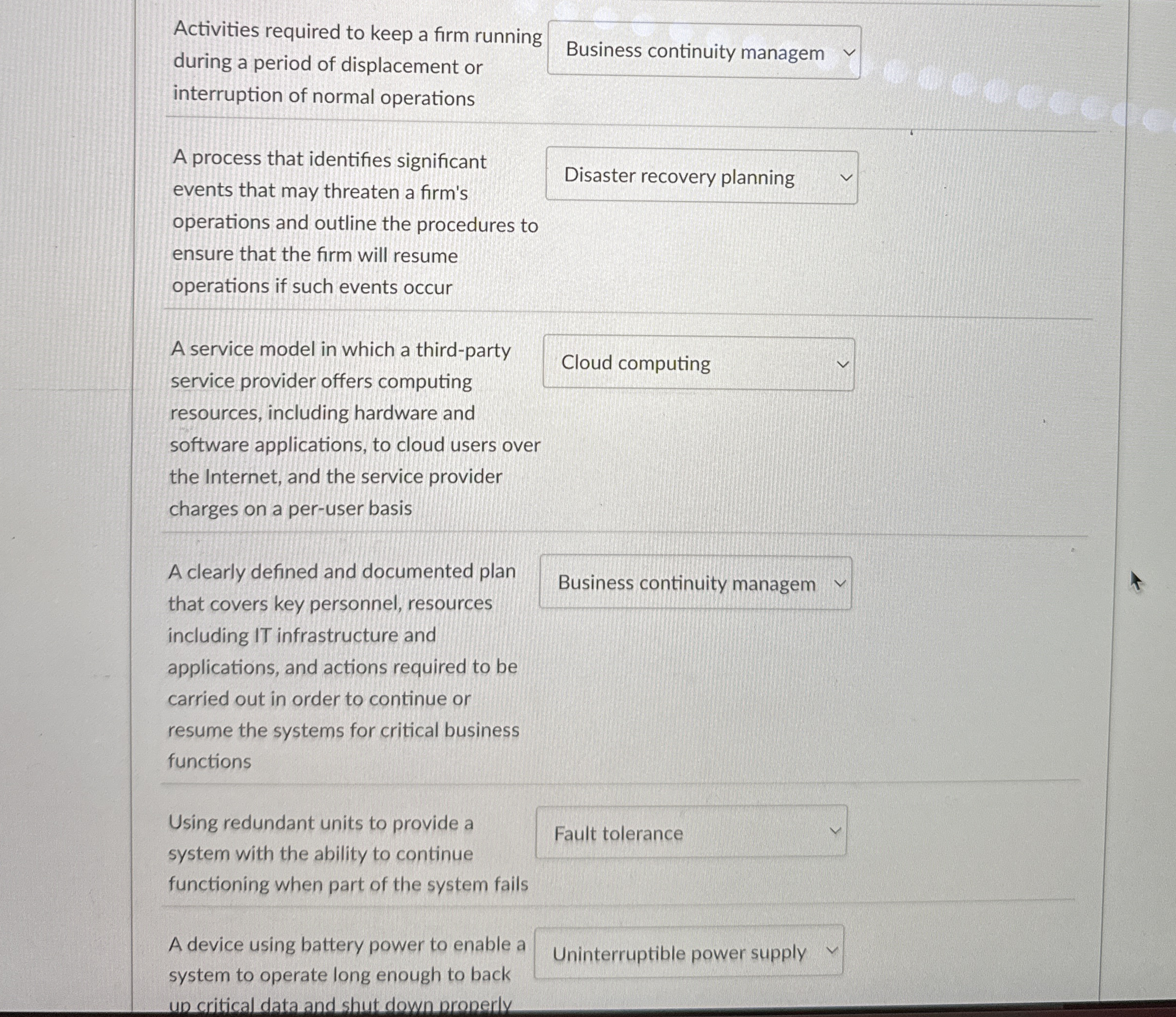 Activities required to keep a firm running during