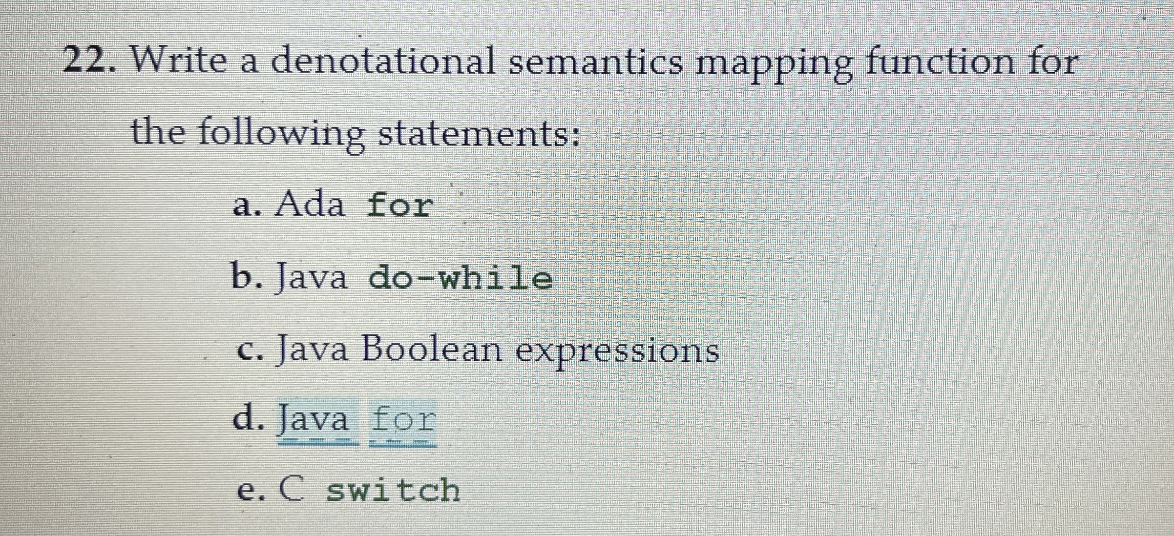 Write a denotational semantics mapping function