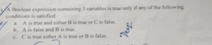 A Boolean expression containing 3 variables is