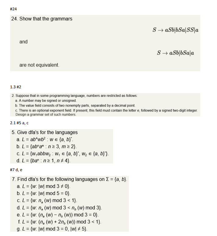 Show that the grammars S -  style=