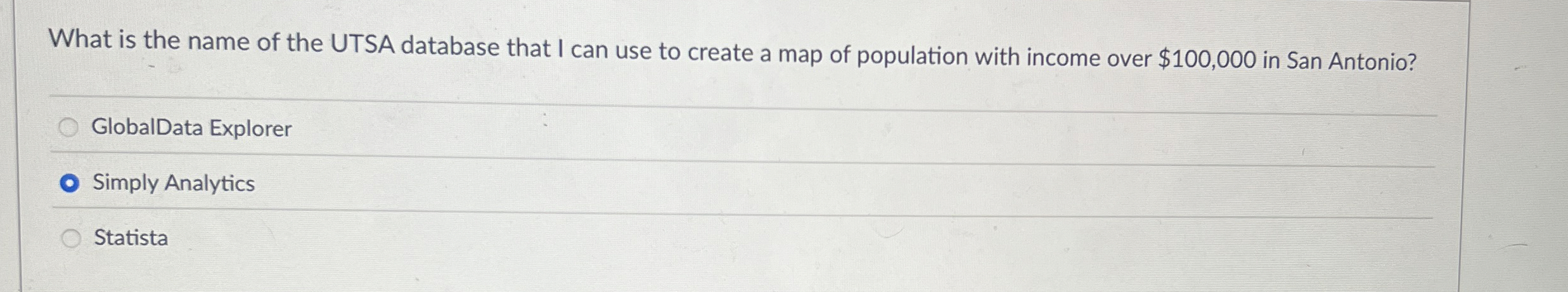 What is the name of the UTSA database that I can