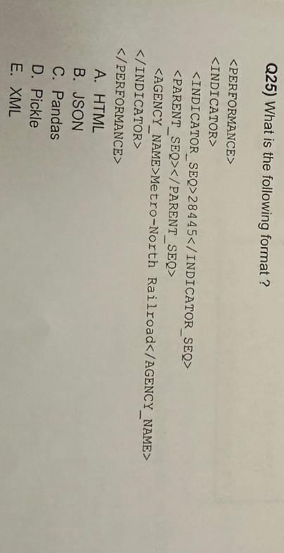 Q 2 5 ) What is the following format? 2 8 4 4 5 I