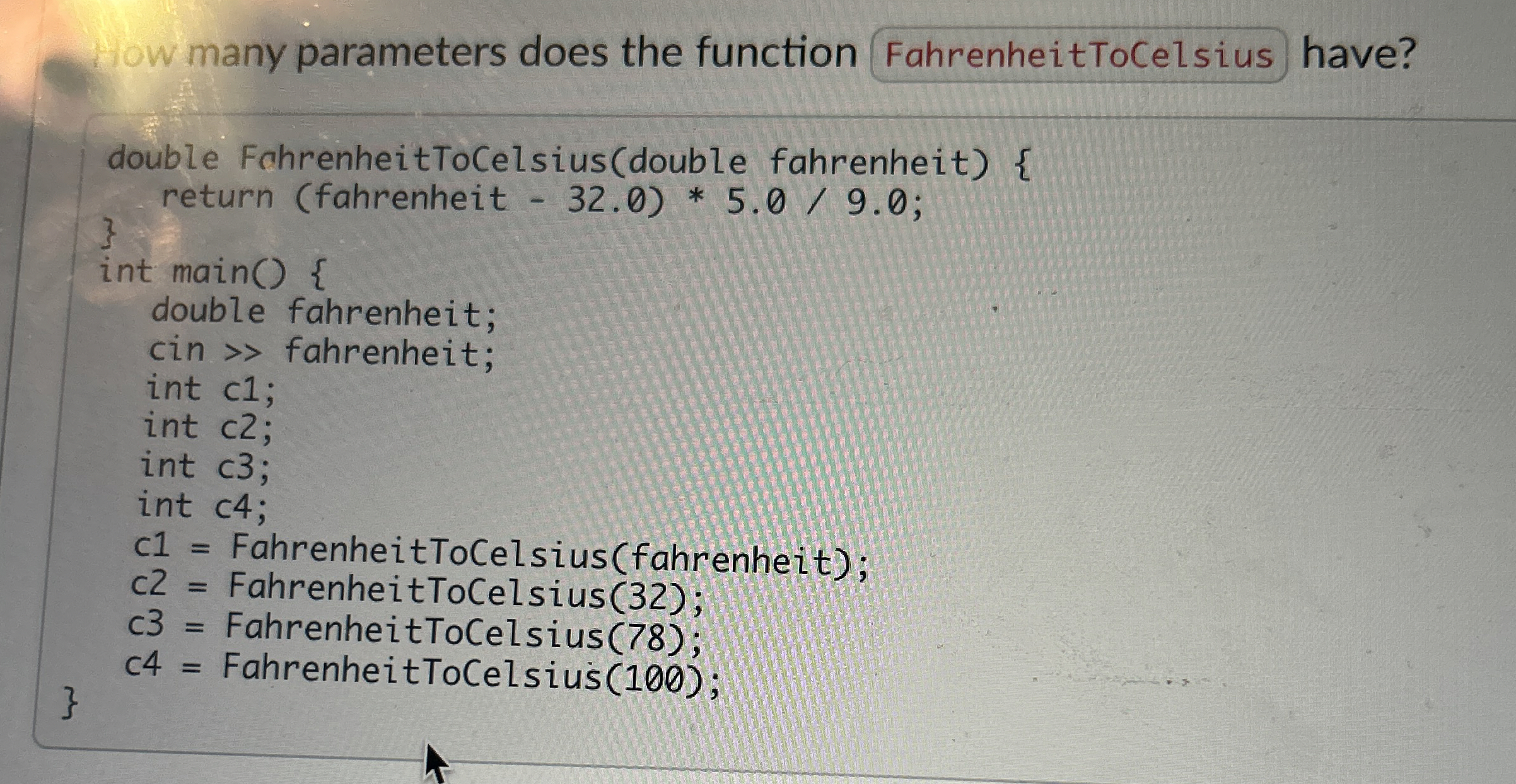 Dow many parameters does the function