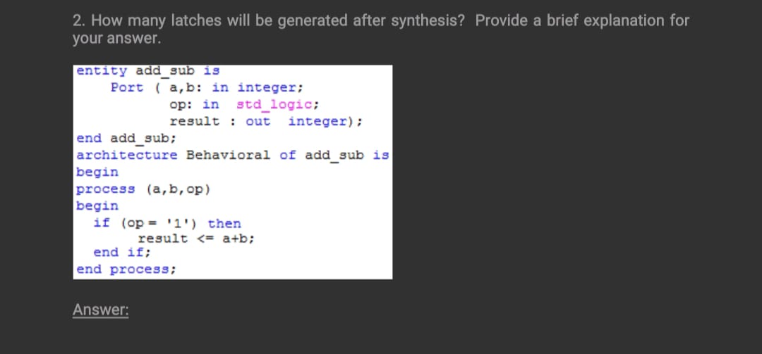 How many latches will be generated after