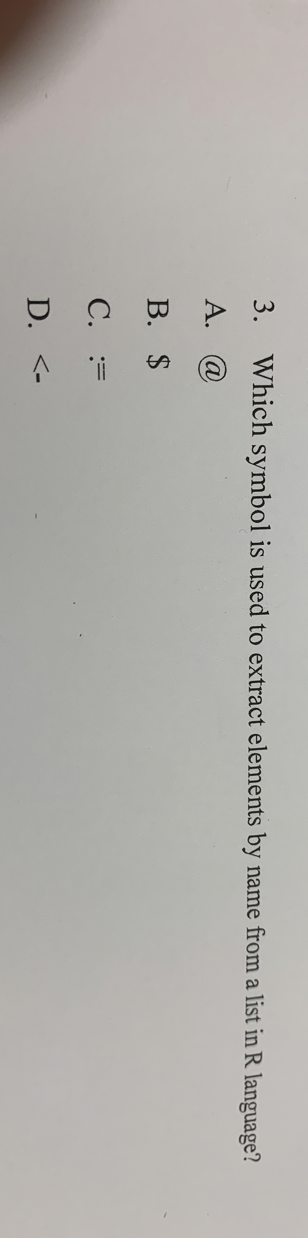 Which symbol is used to extract elements by name
