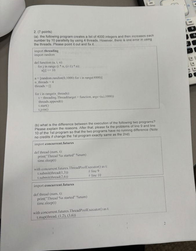 ( 7 points ) ( a ) the following program creates