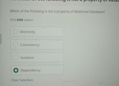 Which of the following is not a property of