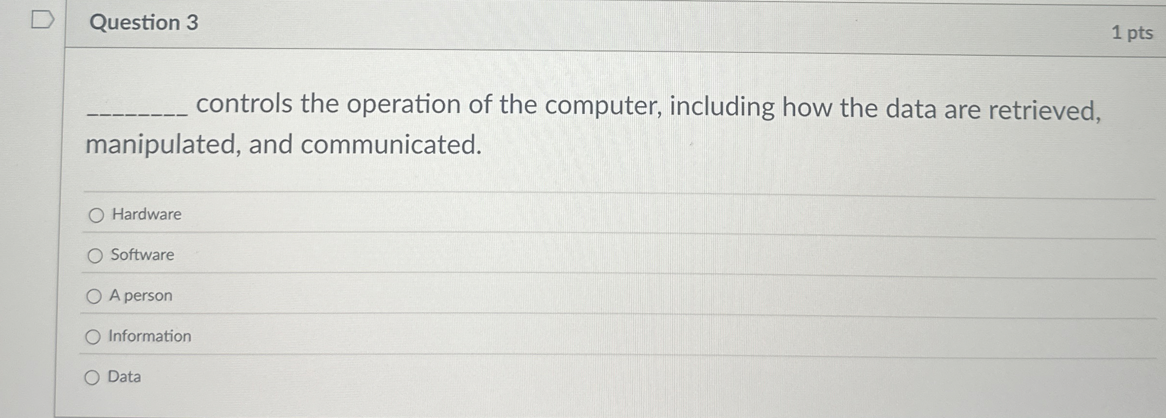 Question 3 controls the operation of the