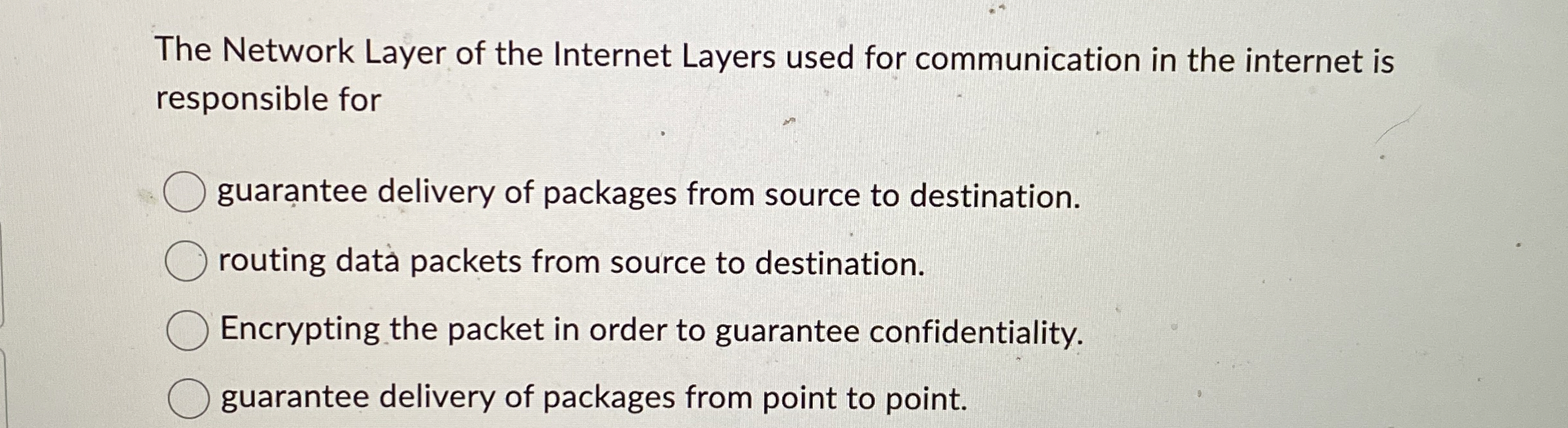 The Network Layer of the Internet Layers used for