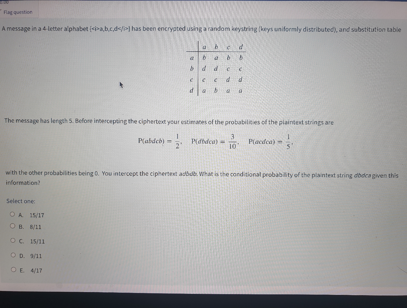 0 . 0 0 Flag question A message in a 4 - letter