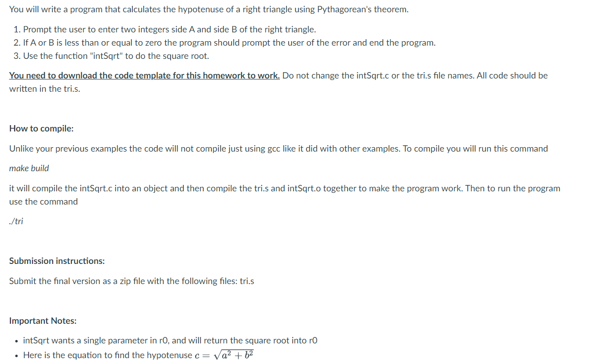 ARM Assembly language. You will write a program