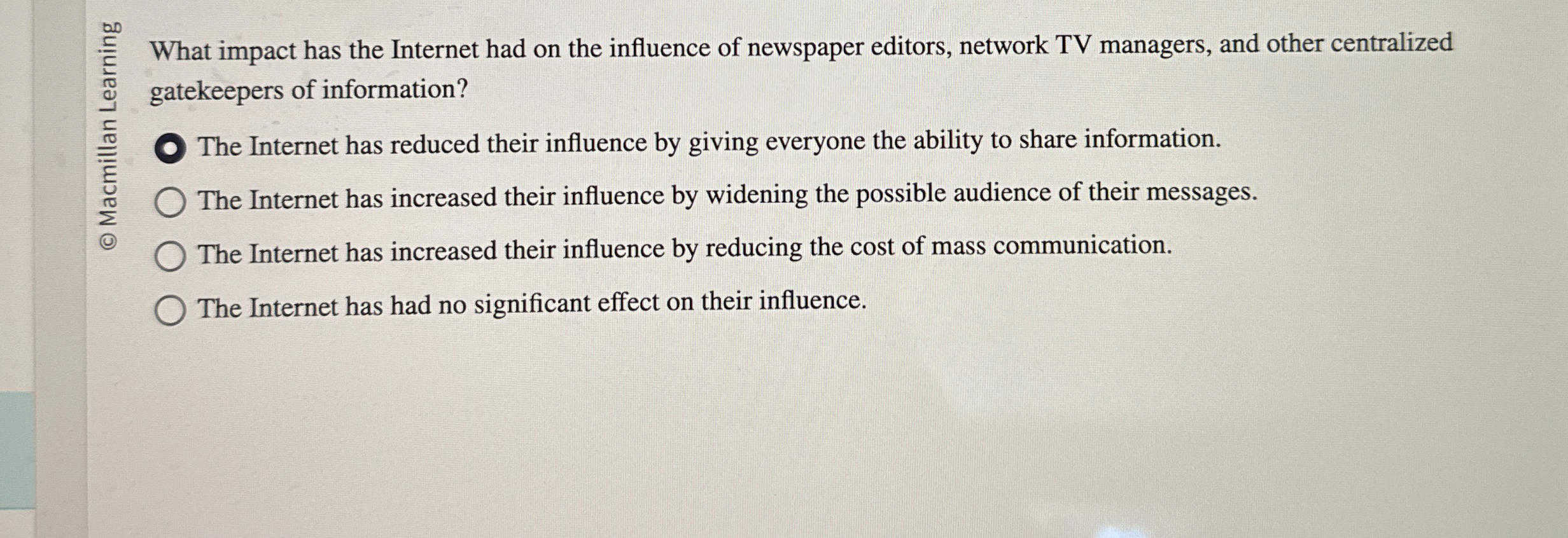 What impact has the Internet had on the influence